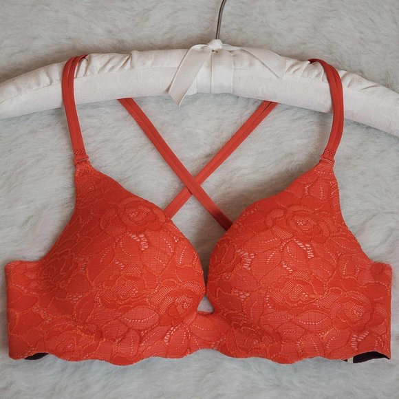Victoria's Secret Very Sexy Wave Lace Secret Embrace Push-up Bra - Orange 34c - Picture 1 of 11